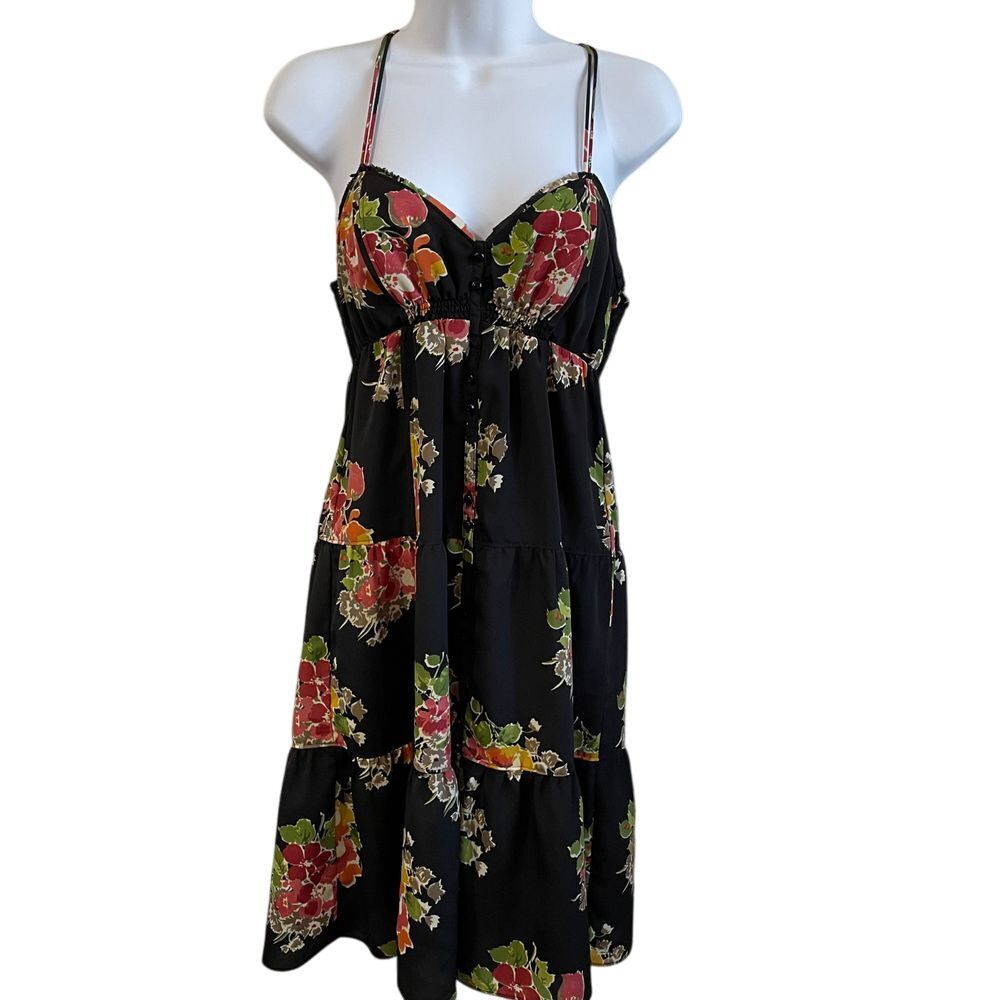 American Eagle Floral Button Front Empire Waist Babydoll Dress Size 4 Y2K